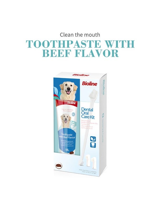 Bioline Dog Toothpaste Beef Flavor 100g Pet Dental Care, Plaque & Tartar Control, Fresh Breath - Image 3