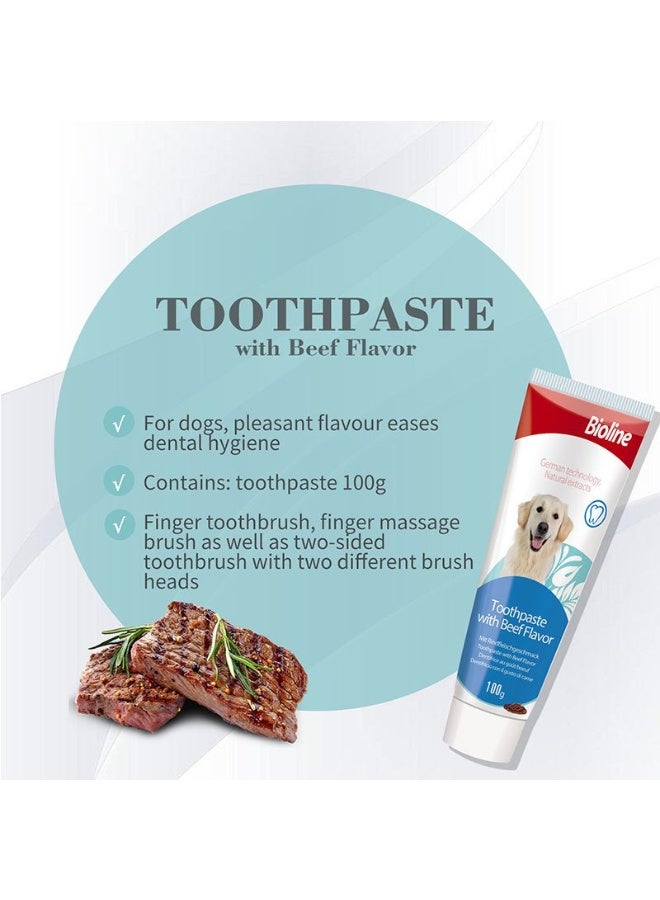 Bioline Dog Toothpaste Beef Flavor 100g Pet Dental Care, Plaque & Tartar Control, Fresh Breath - Image 4