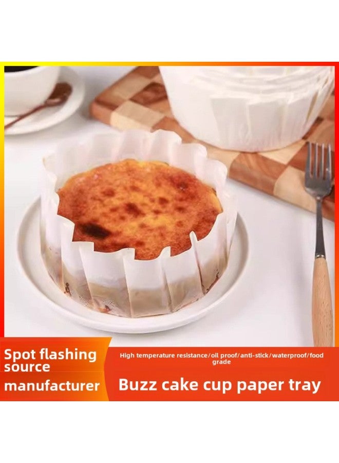 3-inch 4-inch 6-inch Basque Cheese Cake Demoulding Paper Folding-free Paper Holder Qi Feng Edge Paper Basque Oil Paper-Color:100 Sheets/piece (blister Box)-Specifications:White 4 Inches (95 * 45mm)