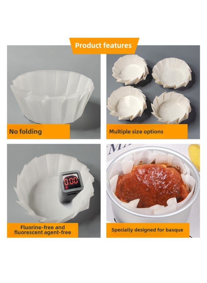 3-inch 4-inch 6-inch Basque Cheese Cake Demoulding Paper Folding-free Paper Holder Qi Feng Edge Paper Basque Oil Paper-Color:100 Sheets/piece (blister Box)-Specifications:White 4 Inches (95 * 45mm)