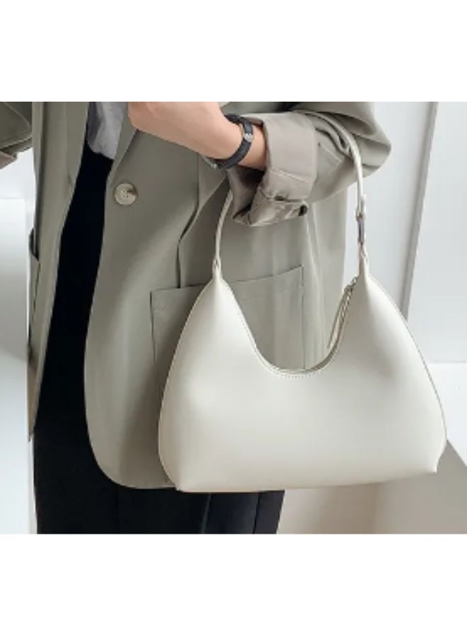 Women's Solid Color Shoulder Bag, Zipper Closure Large Capacity Waterproof Travel Hotel Office Work Handbag, White - Image 2