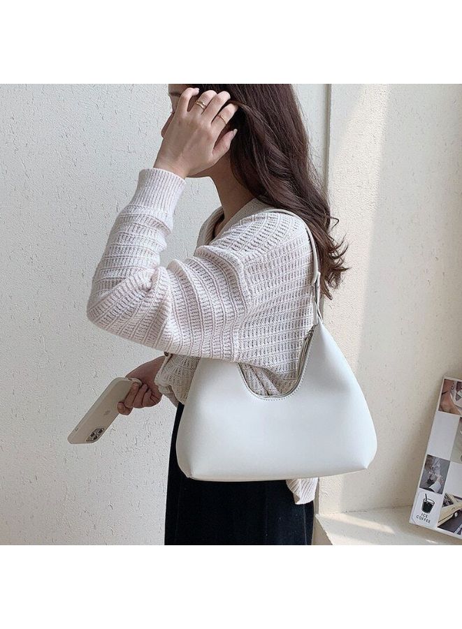 Women's Solid Color Shoulder Bag, Zipper Closure Large Capacity Waterproof Travel Hotel Office Work Handbag, White - Image 5