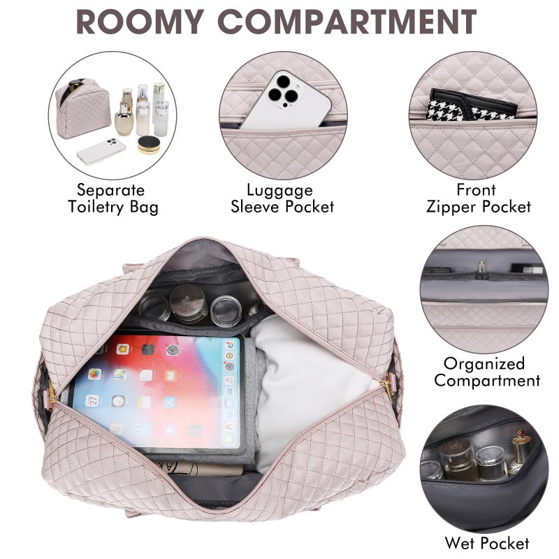 LUOCIP Travel Duffel Bags for Women with Shoe Compartment, Weekender Overnight Bag with Wet Pocket & Toiletry Bag, Carry On Personal Item Bag, Travel Tote Gym Bag, Hospital Bags for Labor and Delivery - Image 4