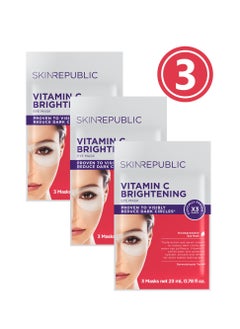 SKIN REPUBLIC Skin Republic Brightening Eye Mask, For Bright Youthful Looking Eyes, Targets Dark Circles, With Vitamin C 23ml (3 Masks) - Pack Of 3  - Image 1