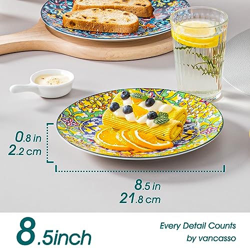vancasso Salad Plates Set of 6-8.5 Inch Ceramic Dessert Plate, Small Dinner Plate Set, Microwave, Oven and Dishwasher Safe, Colorful Bohemian Style Dishes for Kitchen - Image 2