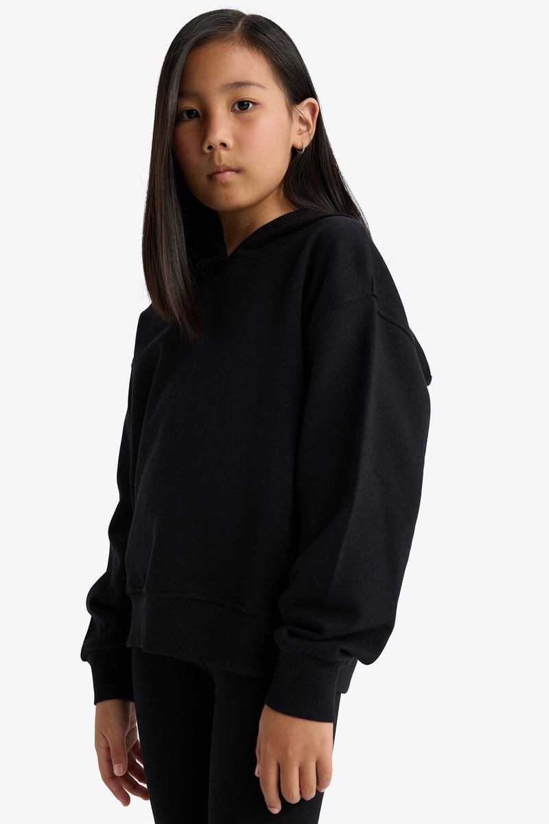 DeFacto Black Girl Girl Relax Fit Anime Printed Thick Fabric Hoodie Casual - Image 3