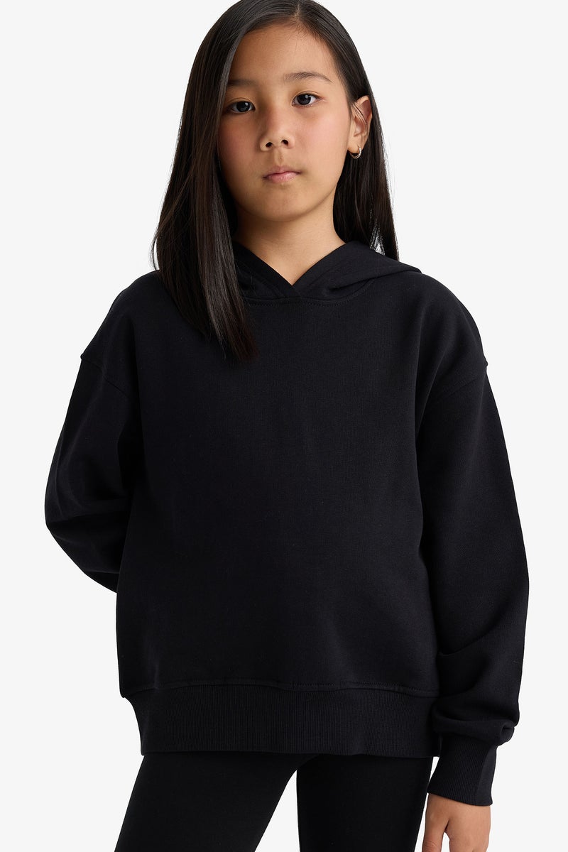 DeFacto Black Girl Girl Relax Fit Anime Printed Thick Fabric Hoodie Casual - Image 2