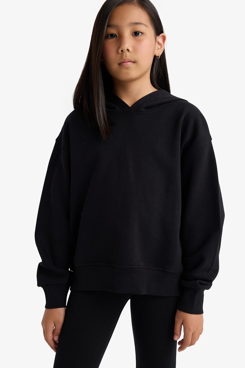 DeFacto Black Girl Girl Relax Fit Anime Printed Thick Fabric Hoodie Casual - Image 4