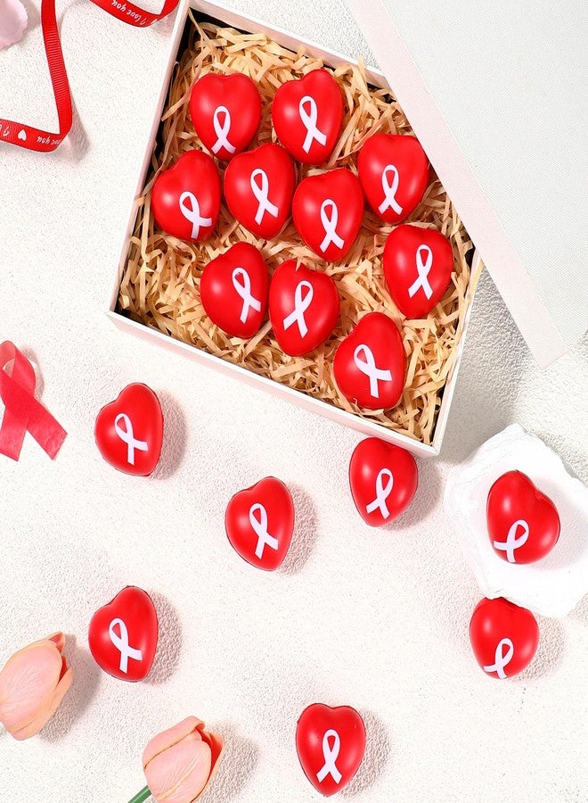 Poen 300 Pcs Heart Health Awareness Stress Ball Bulk Heart Disease Cancer Awareness Items CHD Red Ribbon Squeeze Balls for Public Charity Activities Supplies Relief Stress - Image 4