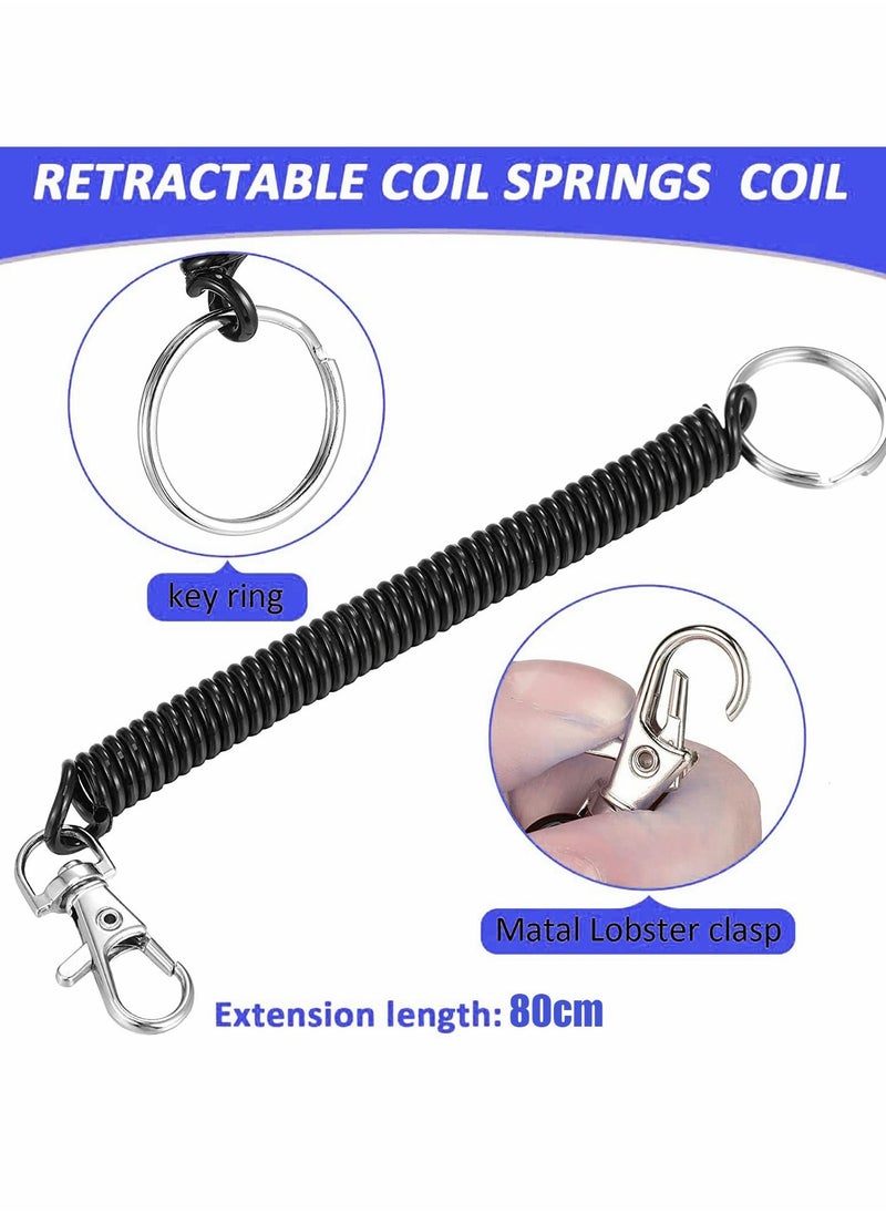 Generic - Retractable Coil Keychain, 15 Pcs Retractable Springs Keychain - Image 1
