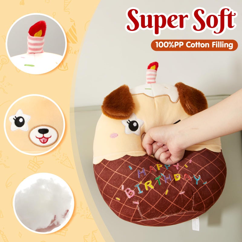 CozyWorld 14"" Birthday Cake Dog Plush Puppy Stuffed Animals Original Wink Dog Plushie Cuddle Pillows Happy Birthday Gift for Kids Boys Girls - Image 4