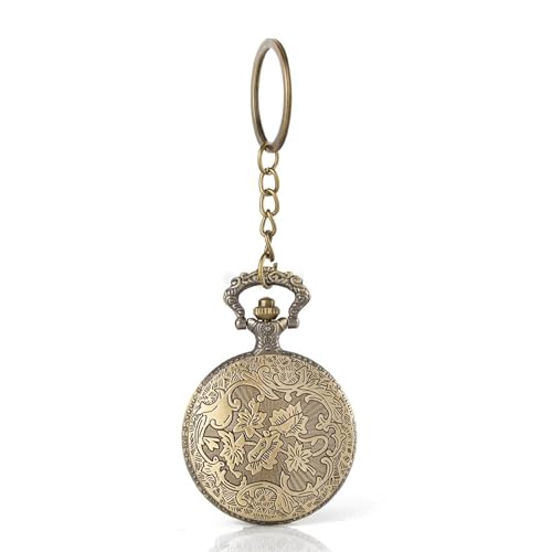 FowWelt Vintage Pocket Watch Metal Keychain Retro Clock for Gifting with Key Ring Anti-Rust - Cards - Image 5