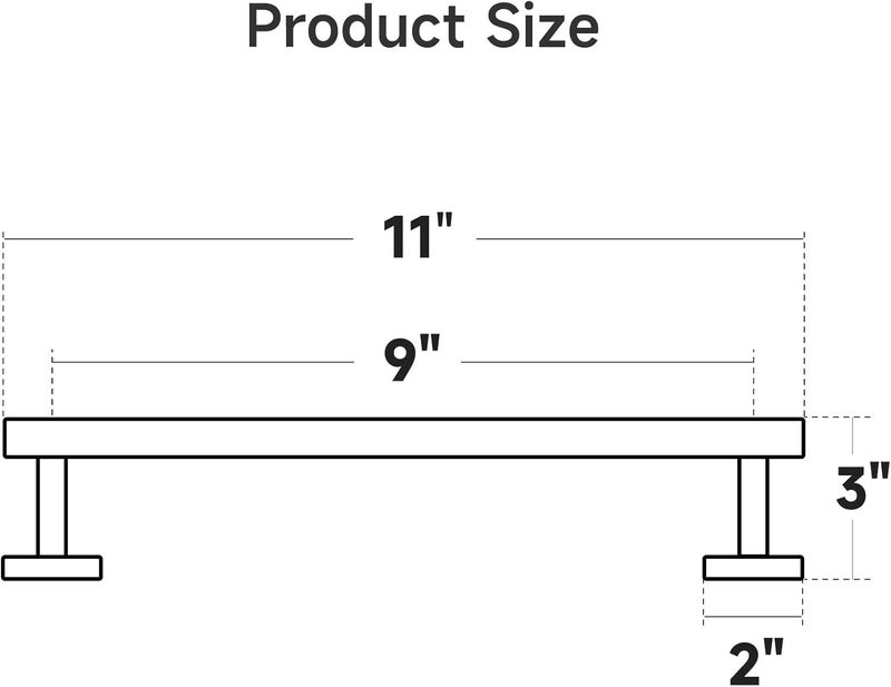 USHOWER Brushed Gold Hand Towel Bar, 9-Inch Towel Racks for Bathroom Wall-Mounted, SUS304 Stainless Steel Towel Rod (Total Length 11-Inch) - Image 2