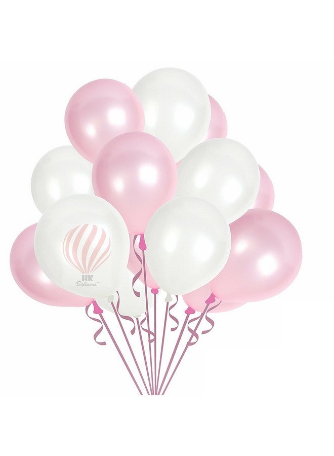 هونج كونج بالونز HK Balloons® 100 قطعة من البالونات المعدنية البيضاء المتنوعة لتزيين الحفلات والمناسبات السنوية (وردي/أبيض) - Image 1