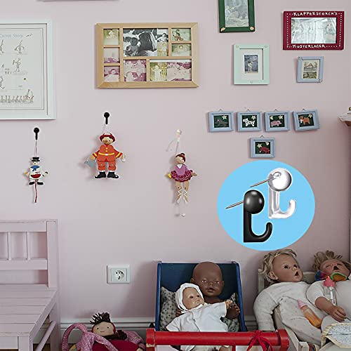 Hovesty 50 PCS Push Pin Hooks, Plastic Heads Cork Board Hooks Decorative Thumb Tacks Hook for Photo Wall, Bulletin Board, Home Wall, Home Office School Supplies (Black and Clear) - Image 4