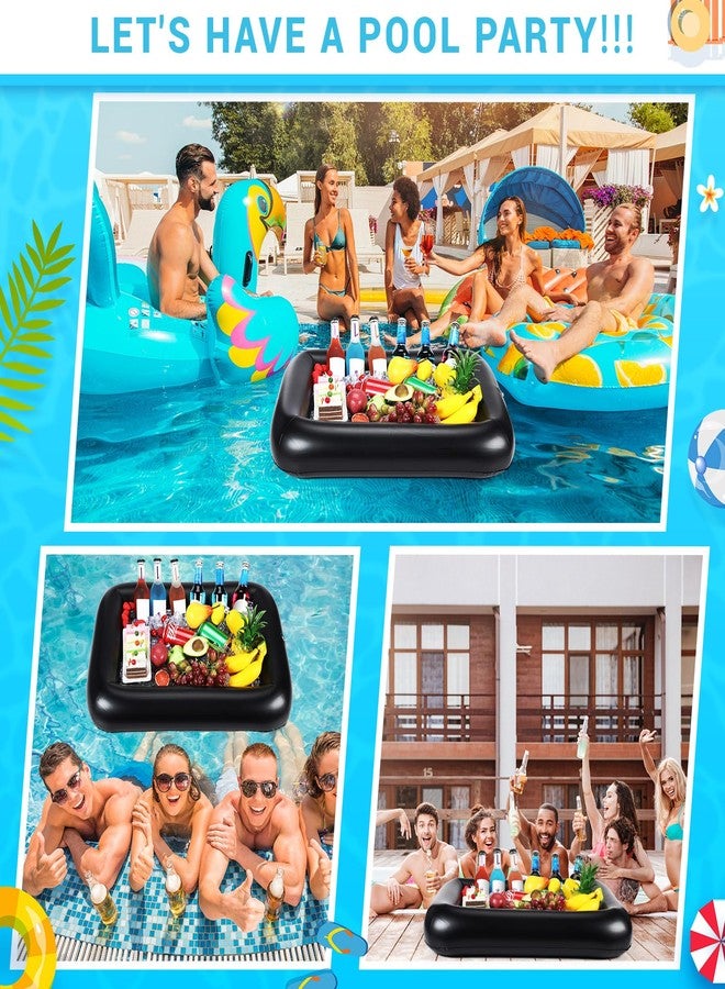 FillTouch بار تقديم قابل للنفخ على شكل مستطيل من فيل تاتش لحامل المشروبات العائم لحمام السباحة، حوامل أكواب قابلة للنفخ، ملحقات حوض الاستحمام الساخن للبالغين، متعة السباحة، عوامات المشروبات لحفلات حمام السباحة (أسود) - Image 5