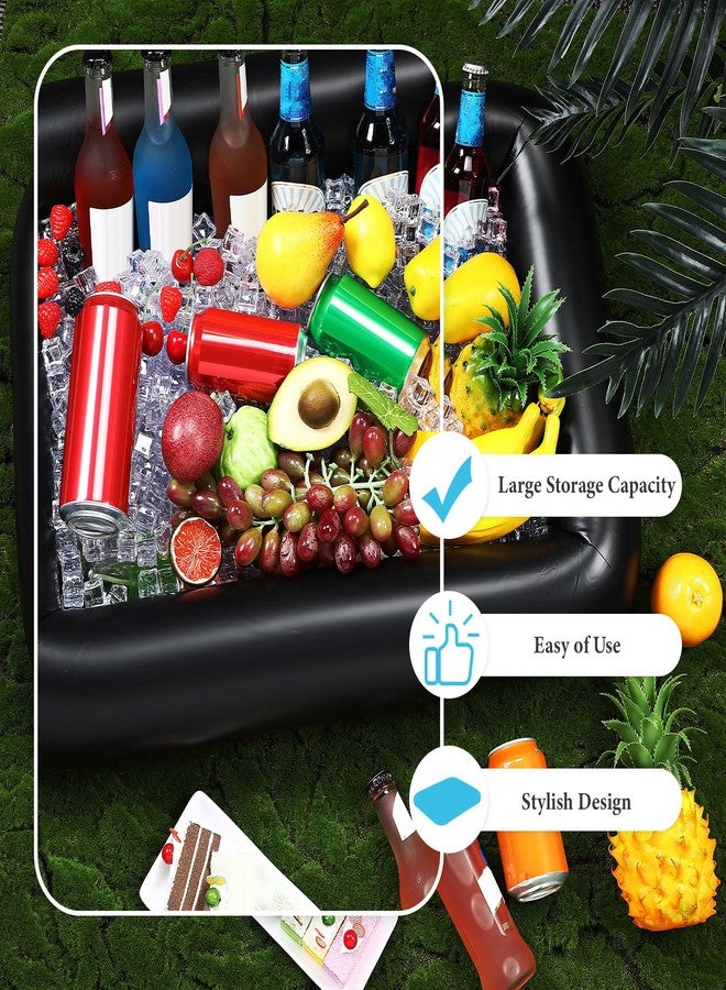 FillTouch بار تقديم قابل للنفخ على شكل مستطيل من فيل تاتش لحامل المشروبات العائم لحمام السباحة، حوامل أكواب قابلة للنفخ، ملحقات حوض الاستحمام الساخن للبالغين، متعة السباحة، عوامات المشروبات لحفلات حمام السباحة (أسود) - Image 4