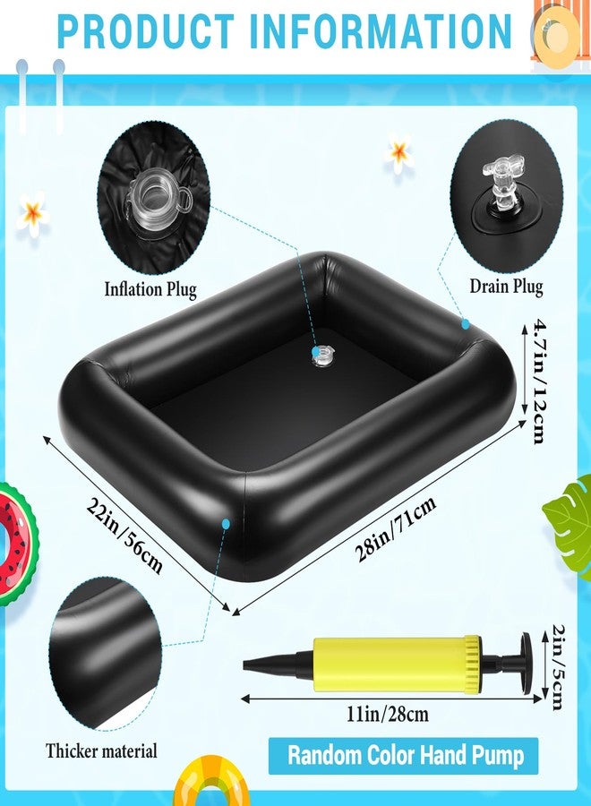 FillTouch بار تقديم قابل للنفخ على شكل مستطيل من فيل تاتش لحامل المشروبات العائم لحمام السباحة، حوامل أكواب قابلة للنفخ، ملحقات حوض الاستحمام الساخن للبالغين، متعة السباحة، عوامات المشروبات لحفلات حمام السباحة (أسود) - Image 2