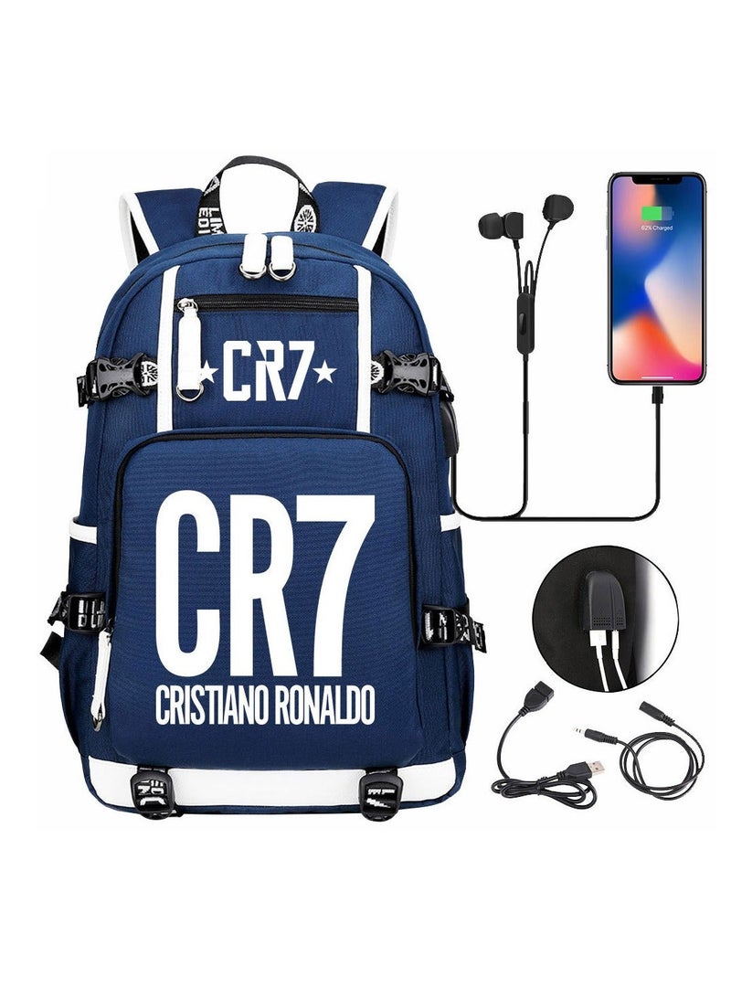 CR7 USB Printed Earphones For Youth Leisure Travel Backpack