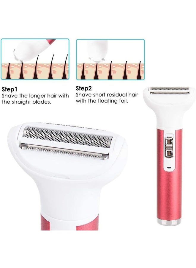 ماكينة حلاقة كهربائية 4 في 1 للنساء لإزالة شعر الوجه بدون ألم، وماكينة تشذيب البكيني، وماكينة تشذيب الحواجب والجسم - مجموعة ماكينة قص الشعر القابلة لإعادة الشحن للإبطين والساقين والأنف - Image 5