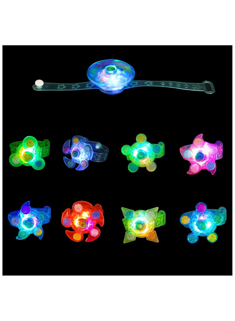 Captaintech 25 Pack LED Light up Fidget Spinner Bracelets Party Favors for Kids 4-8 8-12, Glow in the Dark Party Supplies, Birthday Gifts, Treasure Box Toys for Classroom, Carnival Prizes (Multicolour) - Image 3
