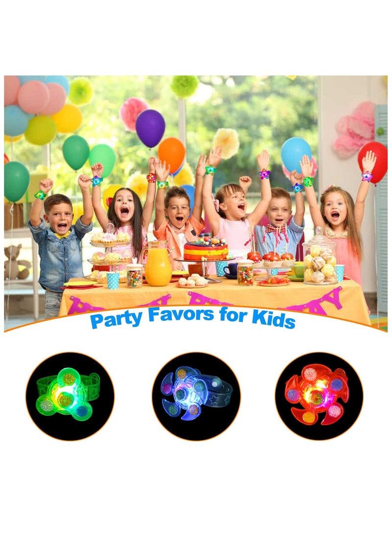 Captaintech 25 Pack LED Light up Fidget Spinner Bracelets Party Favors for Kids 4-8 8-12, Glow in the Dark Party Supplies, Birthday Gifts, Treasure Box Toys for Classroom, Carnival Prizes (Multicolour) - Image 2