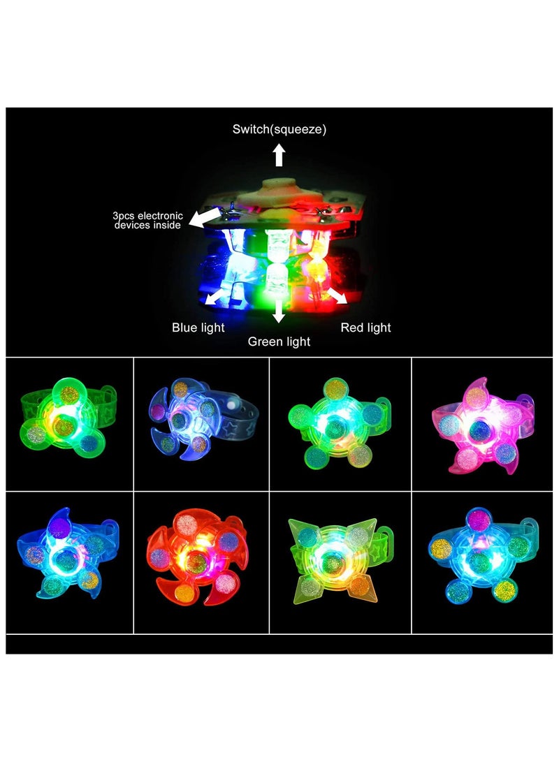 Captaintech 25 Pack LED Light up Fidget Spinner Bracelets Party Favors for Kids 4-8 8-12, Glow in the Dark Party Supplies, Birthday Gifts, Treasure Box Toys for Classroom, Carnival Prizes (Multicolour) - Image 4