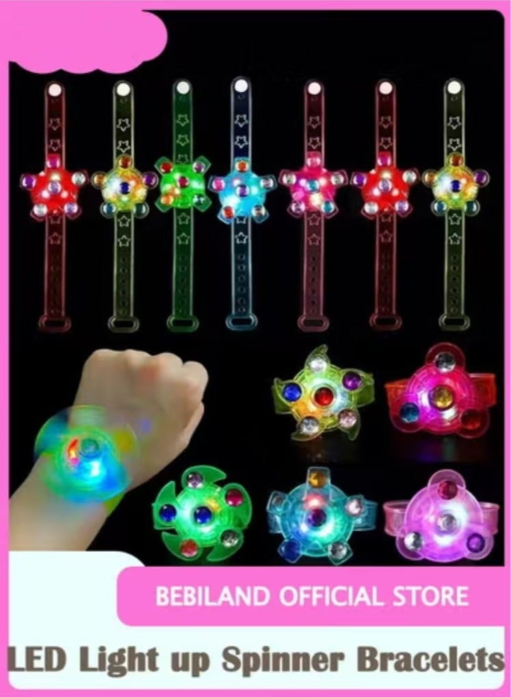 Captaintech 25 Pack LED Light up Fidget Spinner Bracelets Party Favors for Kids 4-8 8-12, Glow in the Dark Party Supplies, Birthday Gifts, Treasure Box Toys for Classroom, Carnival Prizes (Multicolour) - Image 1