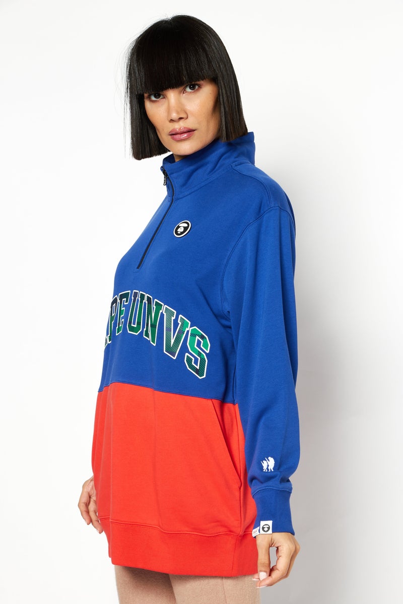 Aape By A Bathing Ape Women Mock Neck Graphic Print Long Sleeves Sweatshirt, Blue - Image 2