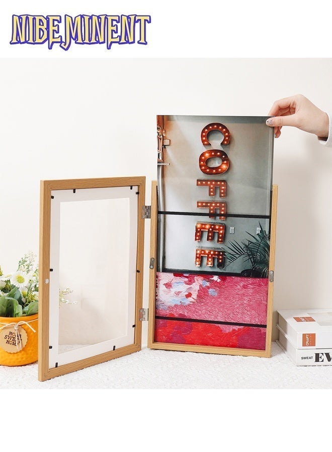 NIBEMINENT إطار عرض فني مغناطيسي A4 قطعة واحدة - فتح أمامي، تصميم قابل للطي لرسومات وصور الشباب - ديكور جداري متعدد الاستخدامات بموضوع كرتوني للمنزل والمكتب، فن جداري كرتوني (خشب) - Image 5