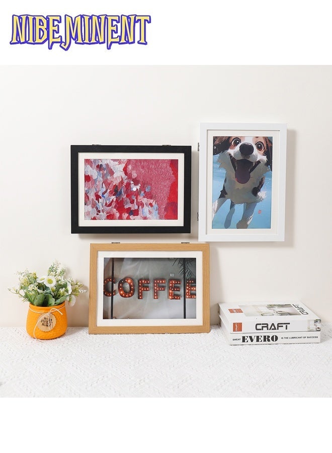NIBEMINENT إطار عرض فني مغناطيسي A4 قطعة واحدة - فتح أمامي، تصميم قابل للطي لرسومات وصور الشباب - ديكور جداري متعدد الاستخدامات بموضوع كرتوني للمنزل والمكتب، فن جداري كرتوني (خشب) - Image 4