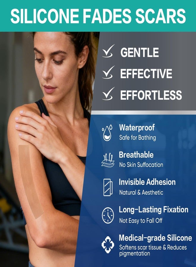 KINDSHINE 30PCS Medical Grade Silicone Scar Sheets, Advanced Scar Treatment & Prevention for Surgical, Burn, Hypertrophic & Keloid Scars, Flexible & Discreet Strips(1.2"x6" - Image 2