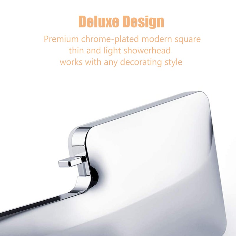 Handheld Shower Head: Silver Ultra-Thin Square, High Pressure 6 Spray Settings, Anti-Scald Easy Clean - Tool-Free Quick Installation, Rainfall Shower Head for Home Bathroom Low Water Pressure Situatio - Image 3