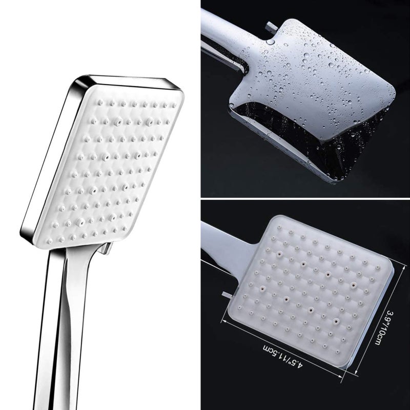 Handheld Shower Head: Silver Ultra-Thin Square, High Pressure 6 Spray Settings, Anti-Scald Easy Clean - Tool-Free Quick Installation, Rainfall Shower Head for Home Bathroom Low Water Pressure Situatio - Image 2