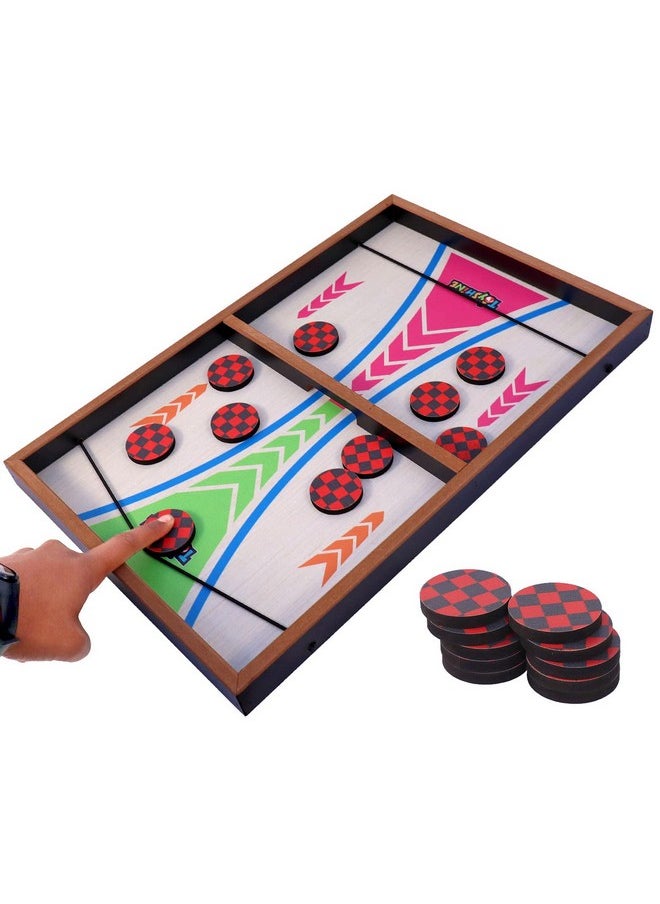 Toyshine Toyshine Fast Sling Puck Game Board String Hockey Toy|Party Game For Adult Parent Kids Children Family-Pine Wood M3|Pack of 1  - Image 1