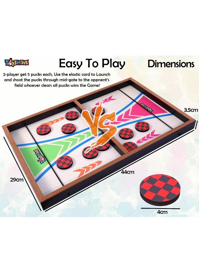 Toyshine Toyshine Fast Sling Puck Game Board String Hockey Toy|Party Game For Adult Parent Kids Children Family-Pine Wood M3|Pack of 1  - Image 5