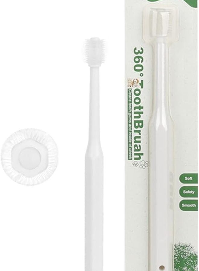 White Hexagon 360 Degree Dog Toothbrush Kit For Pet Teeth Health And Grooming - Image 2