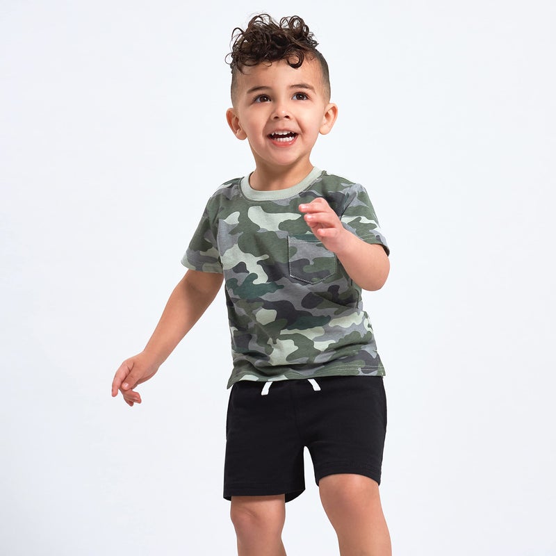 Gerber Boys Toddler 3-Pack Pull-On Knit Shorts, Gray & Black, 5T - Image 2