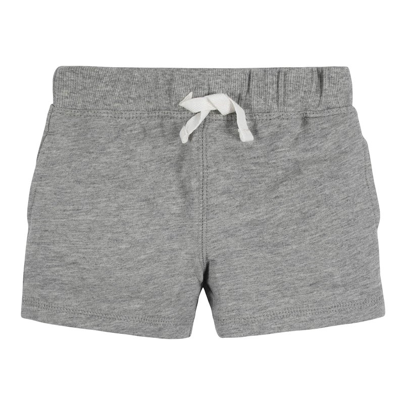 Gerber Boys Toddler 3-Pack Pull-On Knit Shorts, Gray & Black, 5T - Image 3