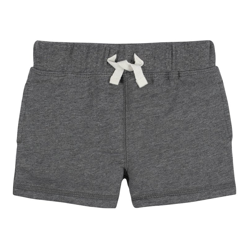 Gerber Boys Toddler 3-Pack Pull-On Knit Shorts, Gray & Black, 5T - Image 4