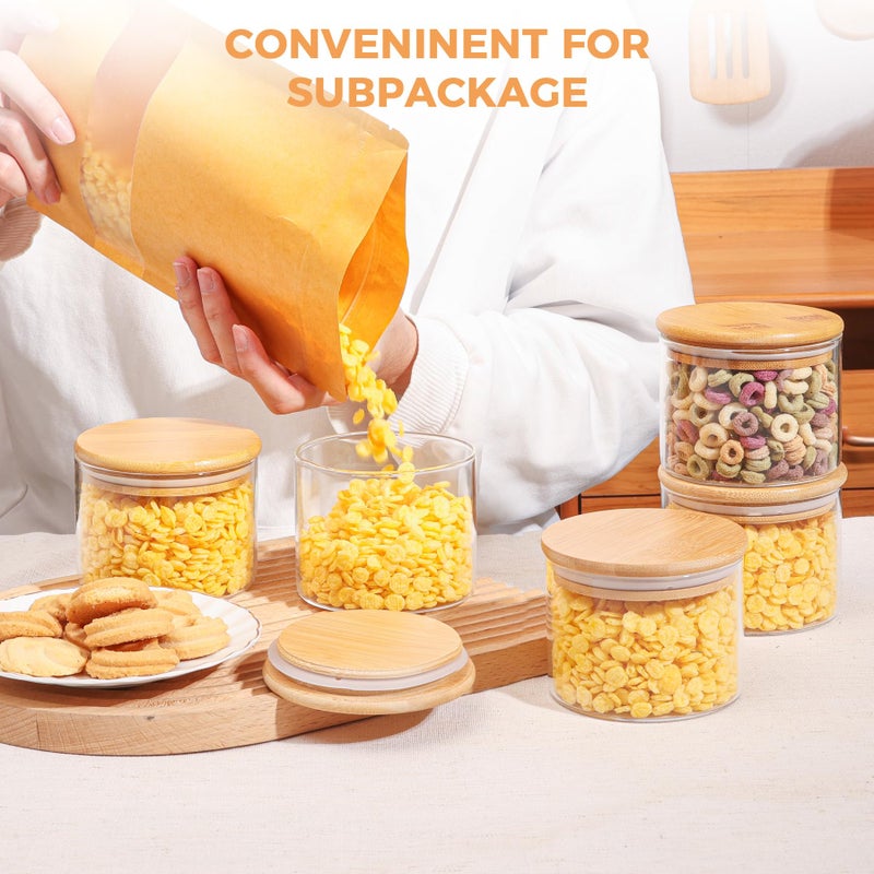 ComSaf 15oz Glass Food Storage Jars Set of 6  Clear Glass Storage Containers with Lids  Pantry Organization Jar  Spice  Blooming Tea  Coffee  Cookie and Sugar Container  Small jar Set for Kitchen - Image 4