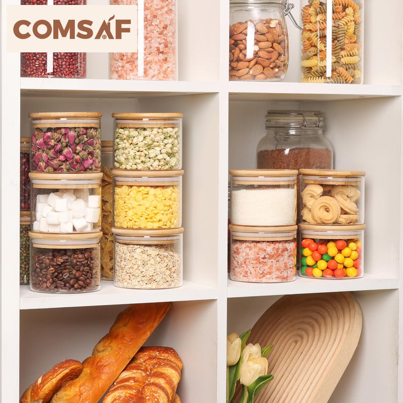ComSaf 15oz Glass Food Storage Jars Set of 6  Clear Glass Storage Containers with Lids  Pantry Organization Jar  Spice  Blooming Tea  Coffee  Cookie and Sugar Container  Small jar Set for Kitchen - Image 5