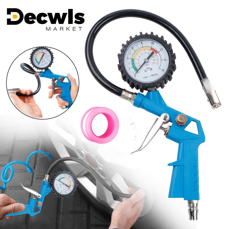 High Precision Tire Inflator 2Pcs Set 0-220 PSI with Gauge for Car Truck Bike - Image 1