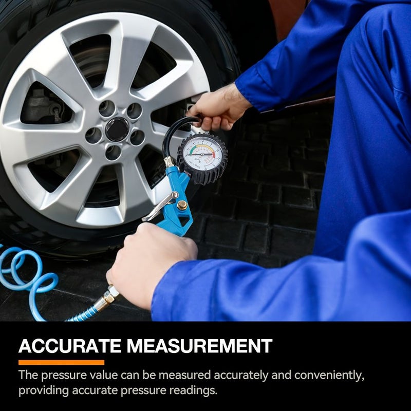 High Precision Tire Inflator 2Pcs Set 0-220 PSI with Gauge for Car Truck Bike - Image 5
