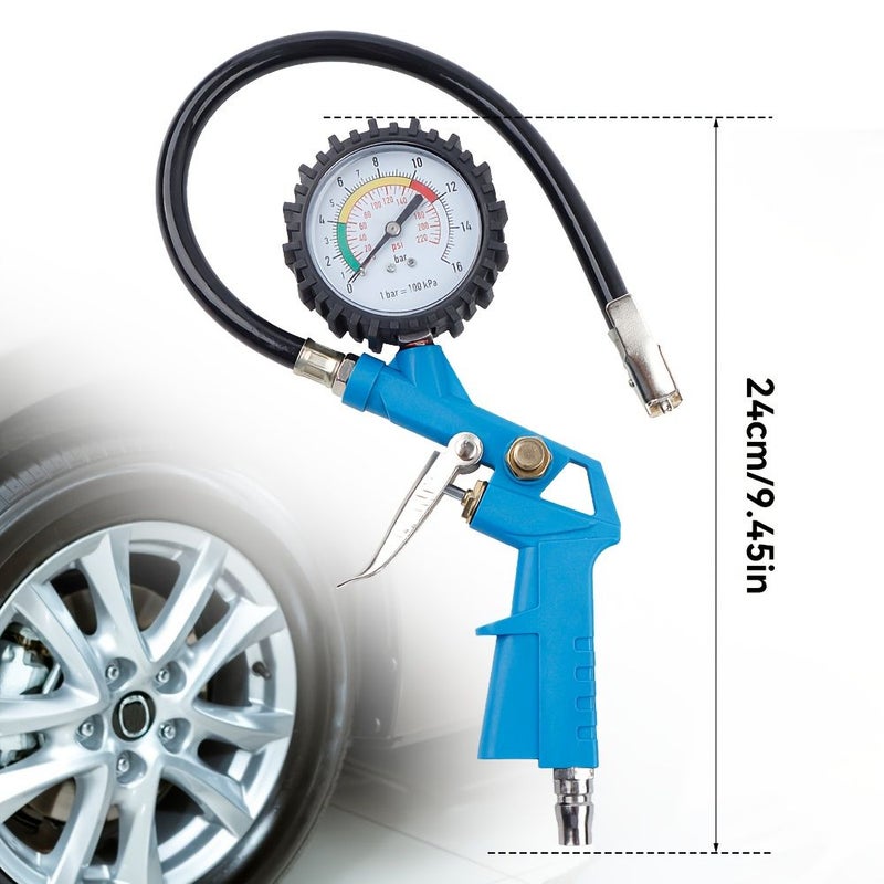 High Precision Tire Inflator 2Pcs Set 0-220 PSI with Gauge for Car Truck Bike - Image 2