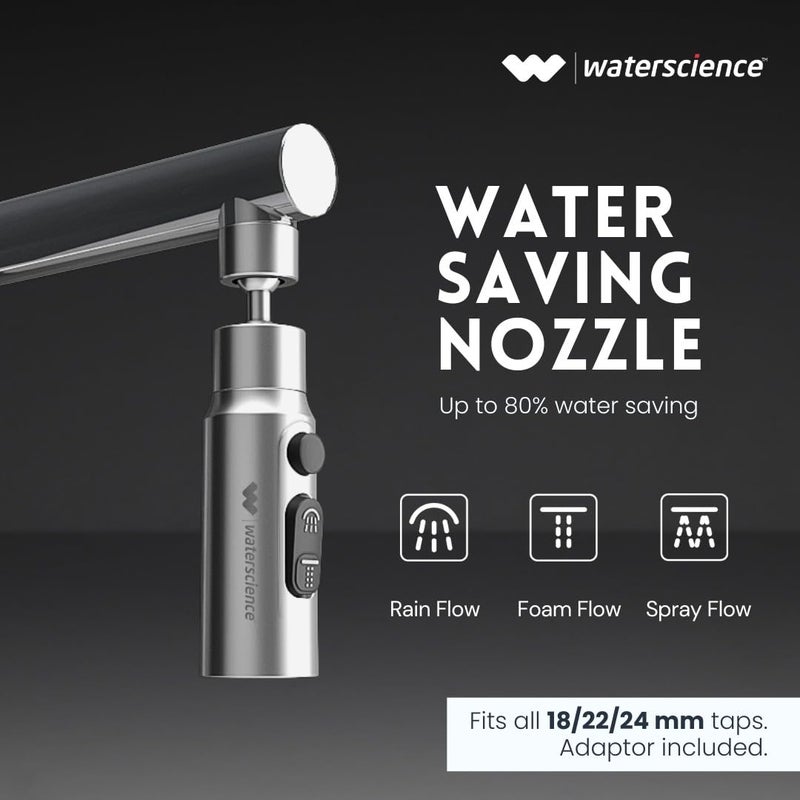 WaterScience Tap Extender for Kitchen Sink - Compact | Upto 70% Water Saving | 360 Degree Rotation, 35 x 35 x 80 Millimeters - Image 3