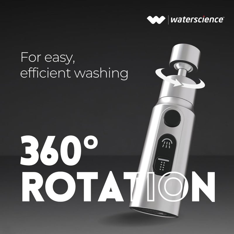 WaterScience Tap Extender for Kitchen Sink - Compact | Upto 70% Water Saving | 360 Degree Rotation, 35 x 35 x 80 Millimeters - Image 2