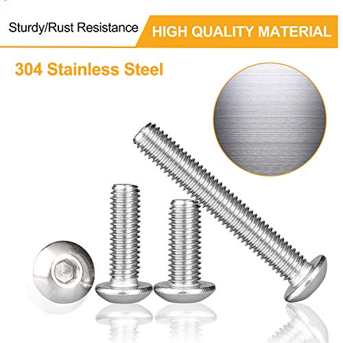 VIGRUE 570PCS Stainless Steel M3 Button Head Hex Socket Cap Screw Bolts, M3 x 4/5/6/8/10/12/14/16/18/20/25mm Screw and Nuts Flat Washer Assortment Kit, Fully Machine Thread - Image 3
