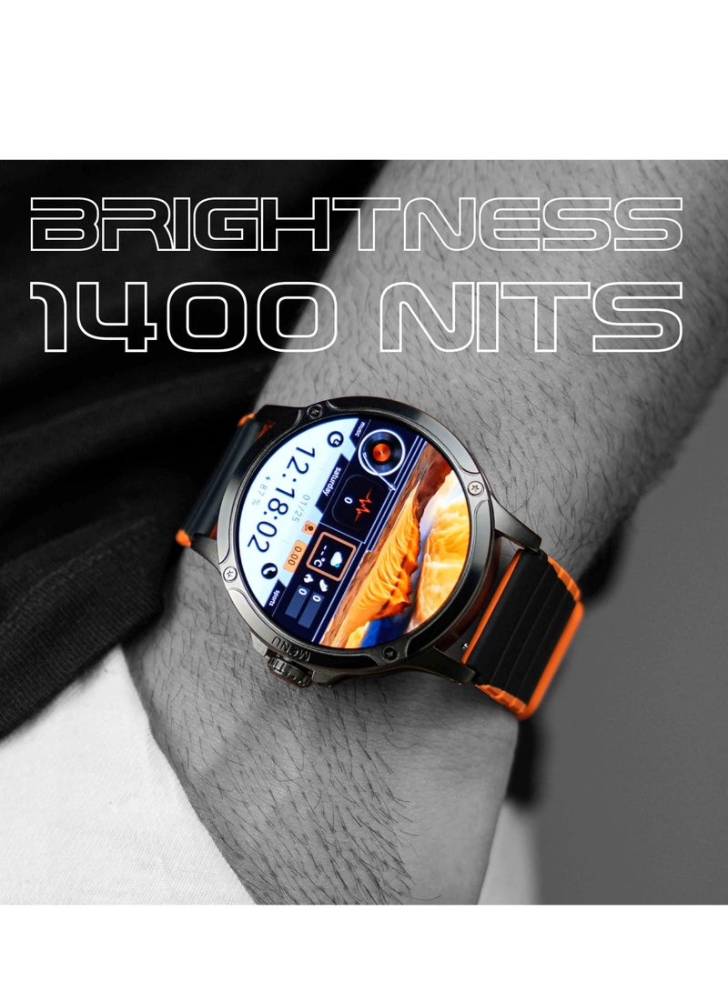 ماكسويل للالكترونيات ماكسويل MW ألفا ساعة ذكية، 40 يومًا من وقت الاستعداد، تدعم إجراء المكالمات والرد عليها، الرسائل النصية عبر BT5.2، مقاومة للماء بمعيار IP68، شاشة Super AMOLED ريتينا، أكثر من 100 وضع رياضي، متوافقة مع iOS وAndroid، مناسبة للجنسين (فضي/برتقالي) - Image 4