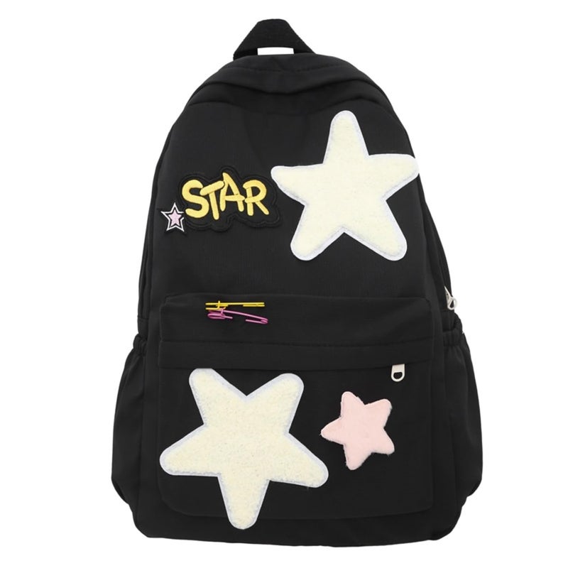 MININAI 2026 Preppy Backpack Trendy Y2K Stars Backpack Cute Aesthetic College Laptop Backpack Casual Daypack Y2k Accessories BlackOne Size - Image 2